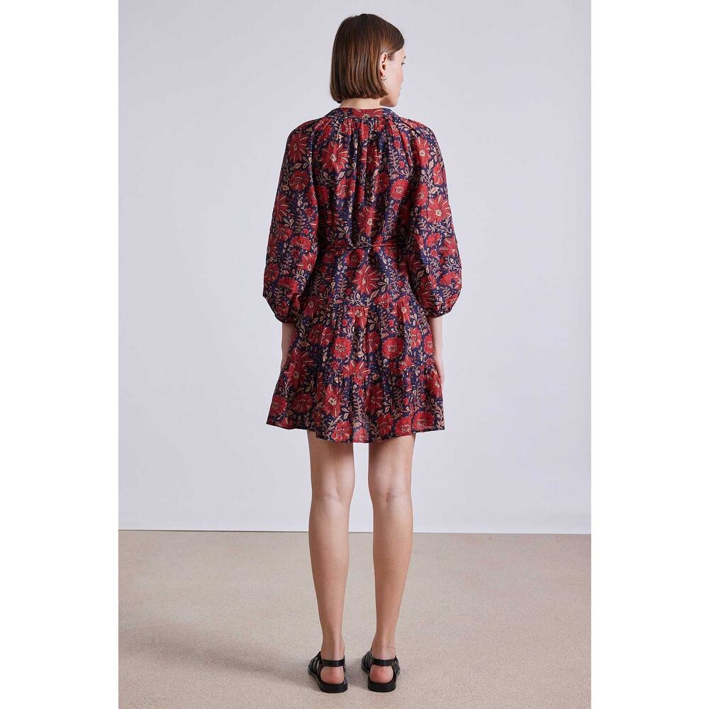 Apiece Apart Alessa Silk Cotton Dress in Heritage Scarlet S - Picture 2 of 3